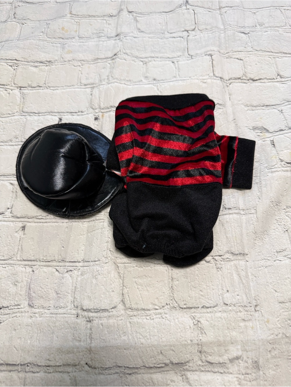 Pet Warrior Dog strapped red and black shirt with black pants and hat Custome.